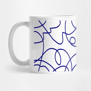 Line Art: Deep Blue on White Mug